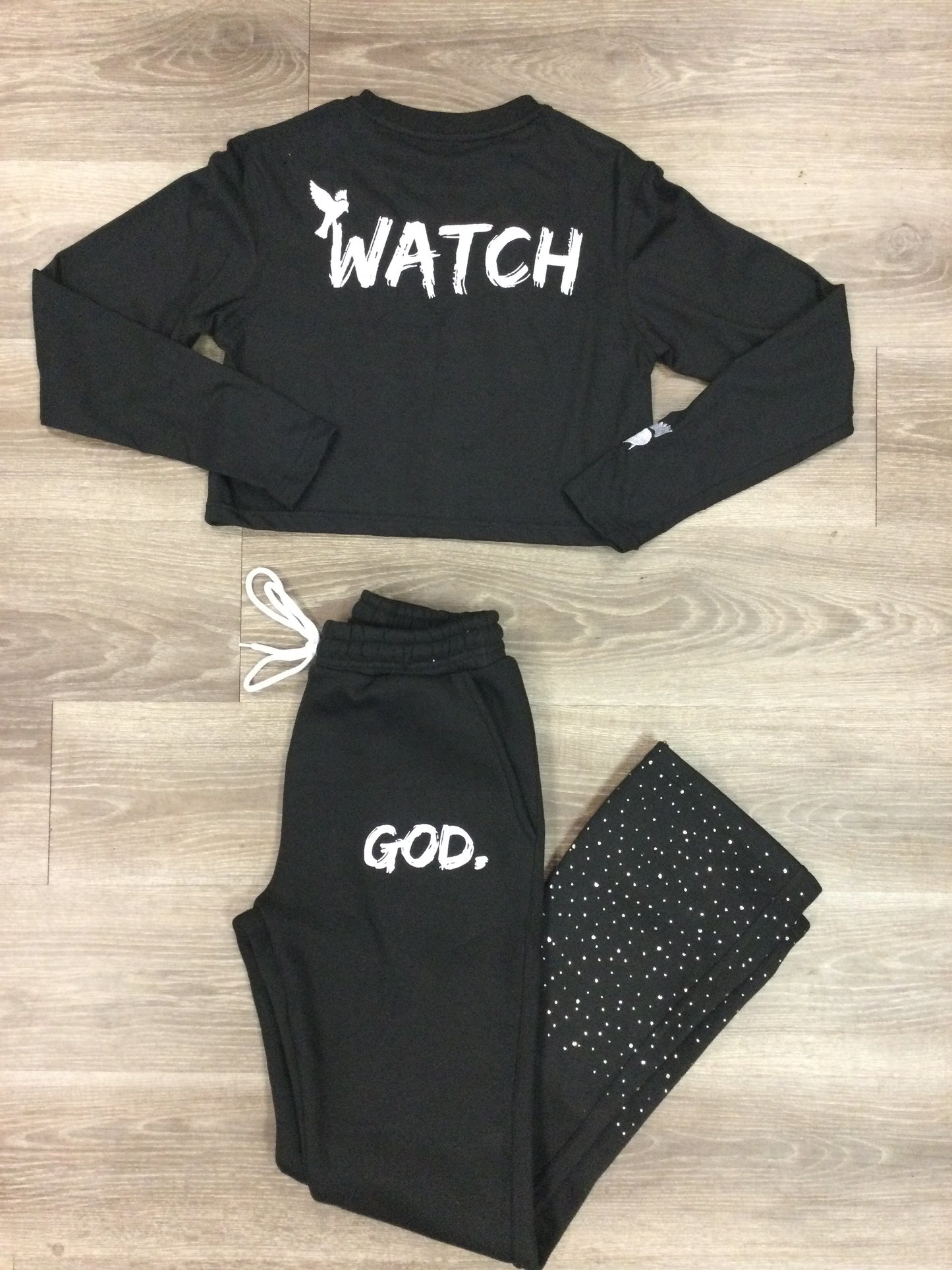 GOD. Crop and Flare Black